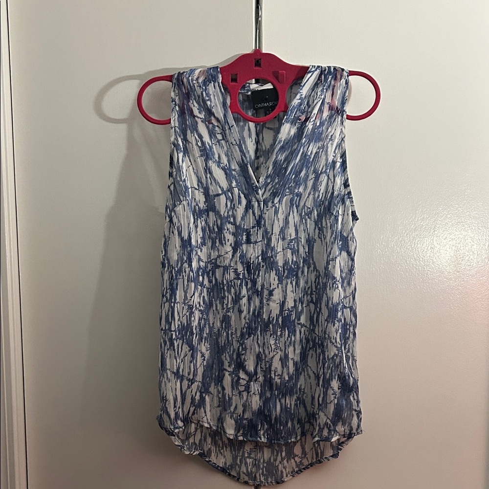 Blue and White Sleeveless Top